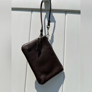 Coach Dark Brown Leather Wristlet